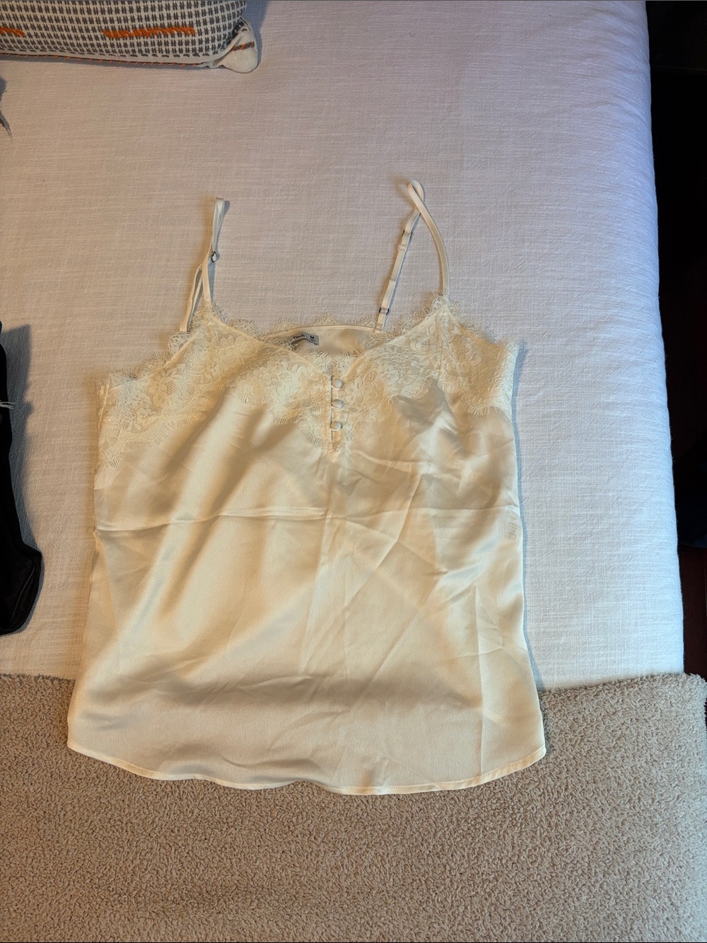 Abercrombie & Fitch Ivory Lace-Trim Satin Cami